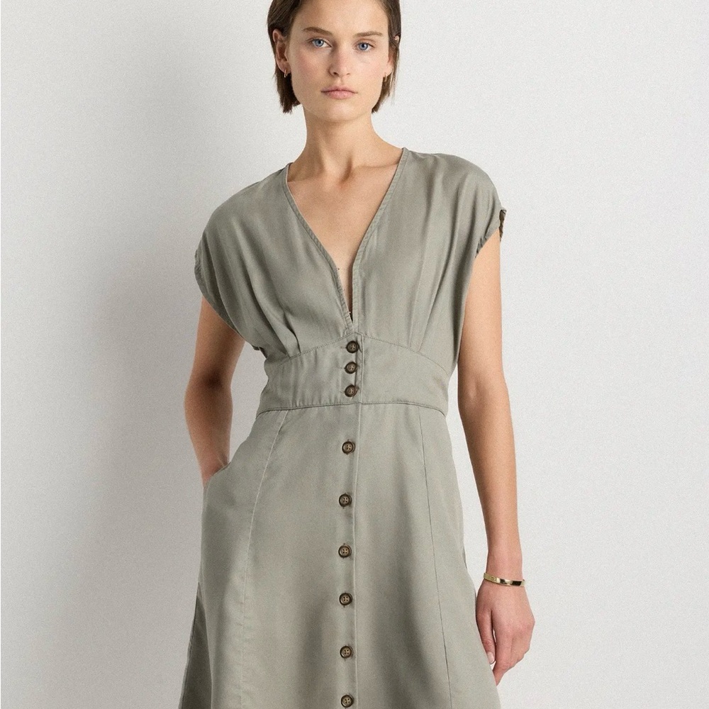 Quince Tencel Button Front Dress